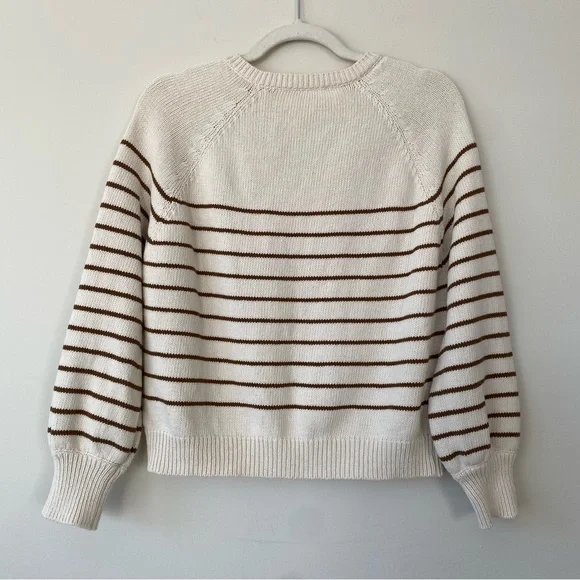 Sezane Leontine Jumper Sweater in Ecru Camel Stripe Size XS - Picture 11 of 13
